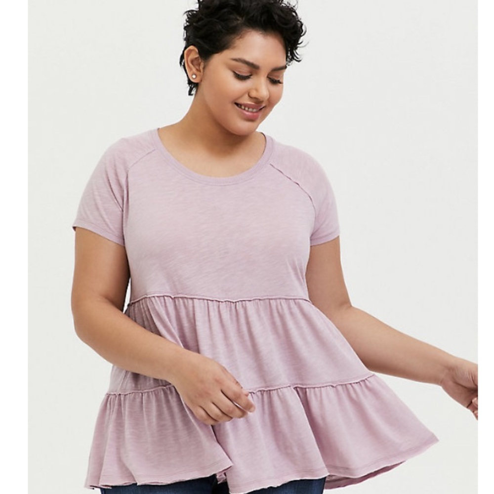 Torrid Mauve Shirred Baby Doll Top